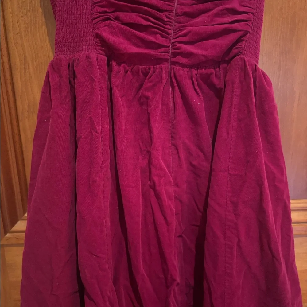 Purple corduroy strapless dress. HD in Paris Anthropologie. Size 4. - Picture 4 of 4